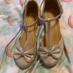 Glitter sliver cute kids heels